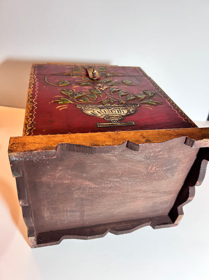 Vintage Handmade, Hand-Painted Wooden Storage/ Jewelry Box