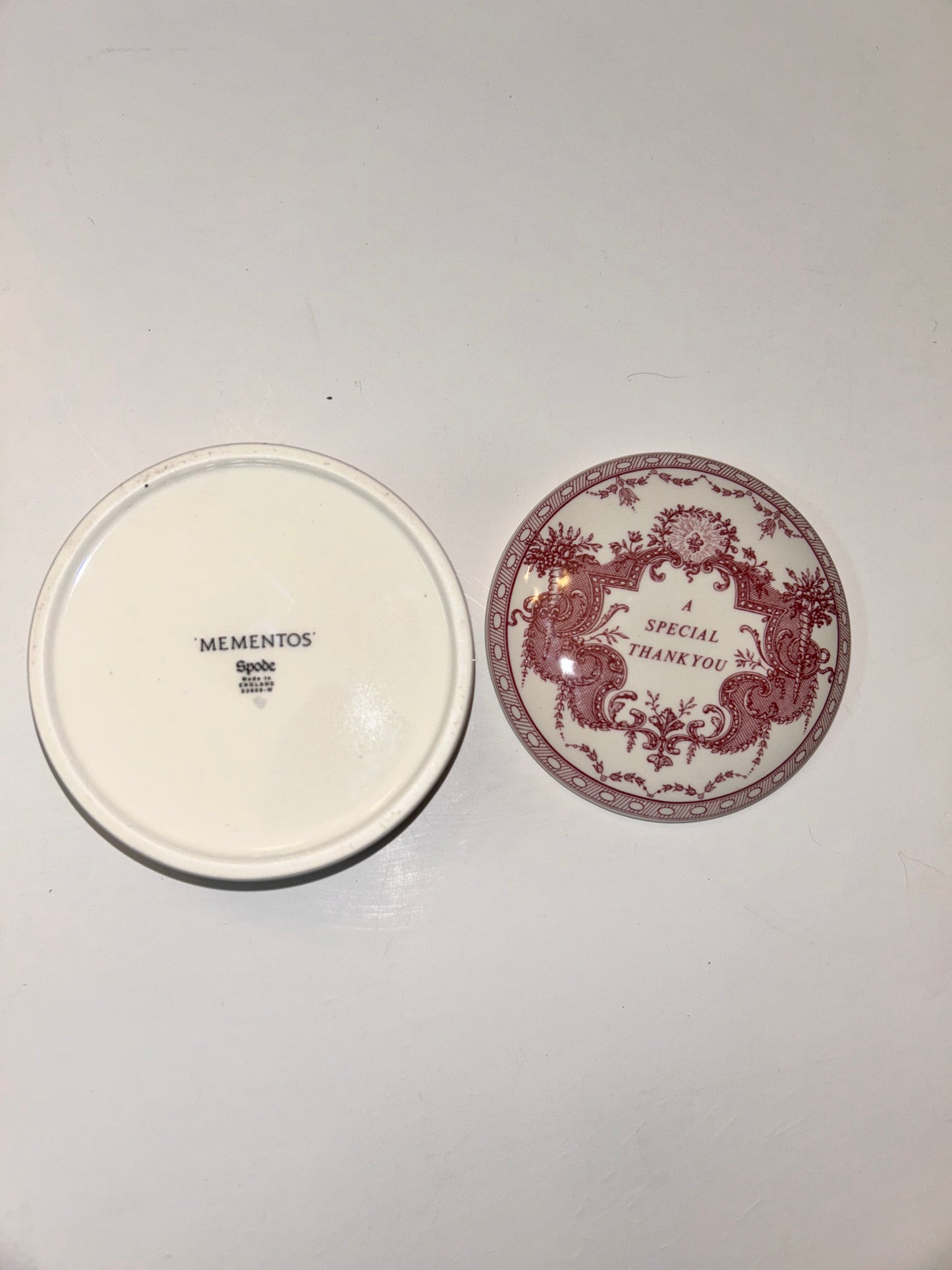 Vintage Spode "Mementos" A Special Thank You Lidded Trinket Box - Made in England