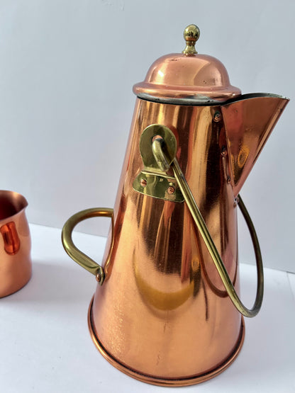 Vintage Taurus Portugal Copper Kettle & C&G USA Pitcher/ Cup Set