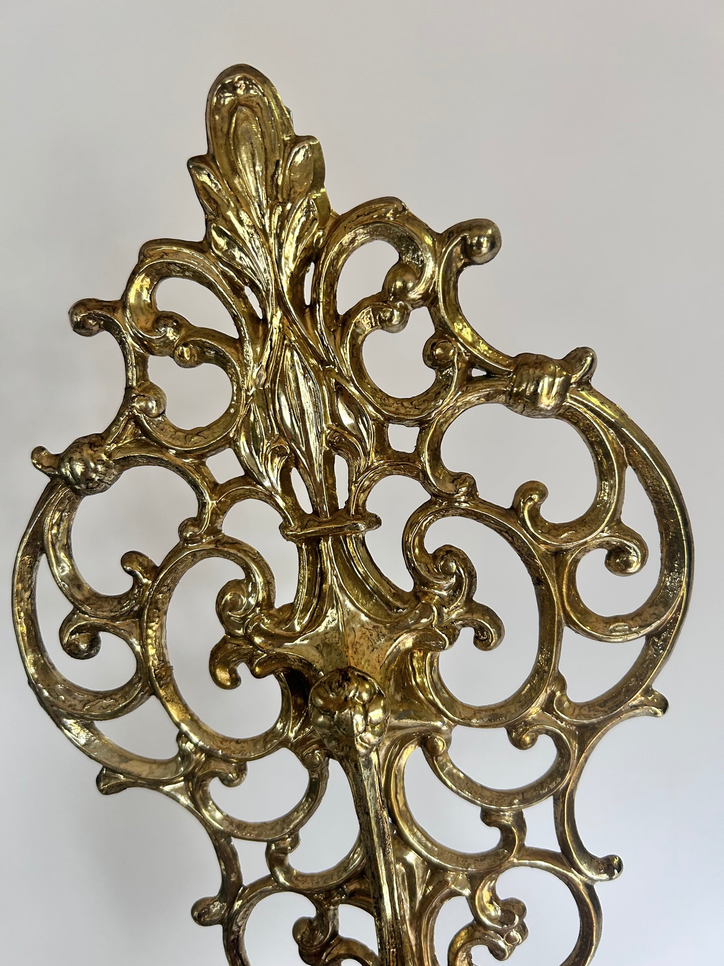 Pair of Vintage Mid Century Filigree Brass/Brass Plated Wall Sconces Candle Holders, French Rococo Style