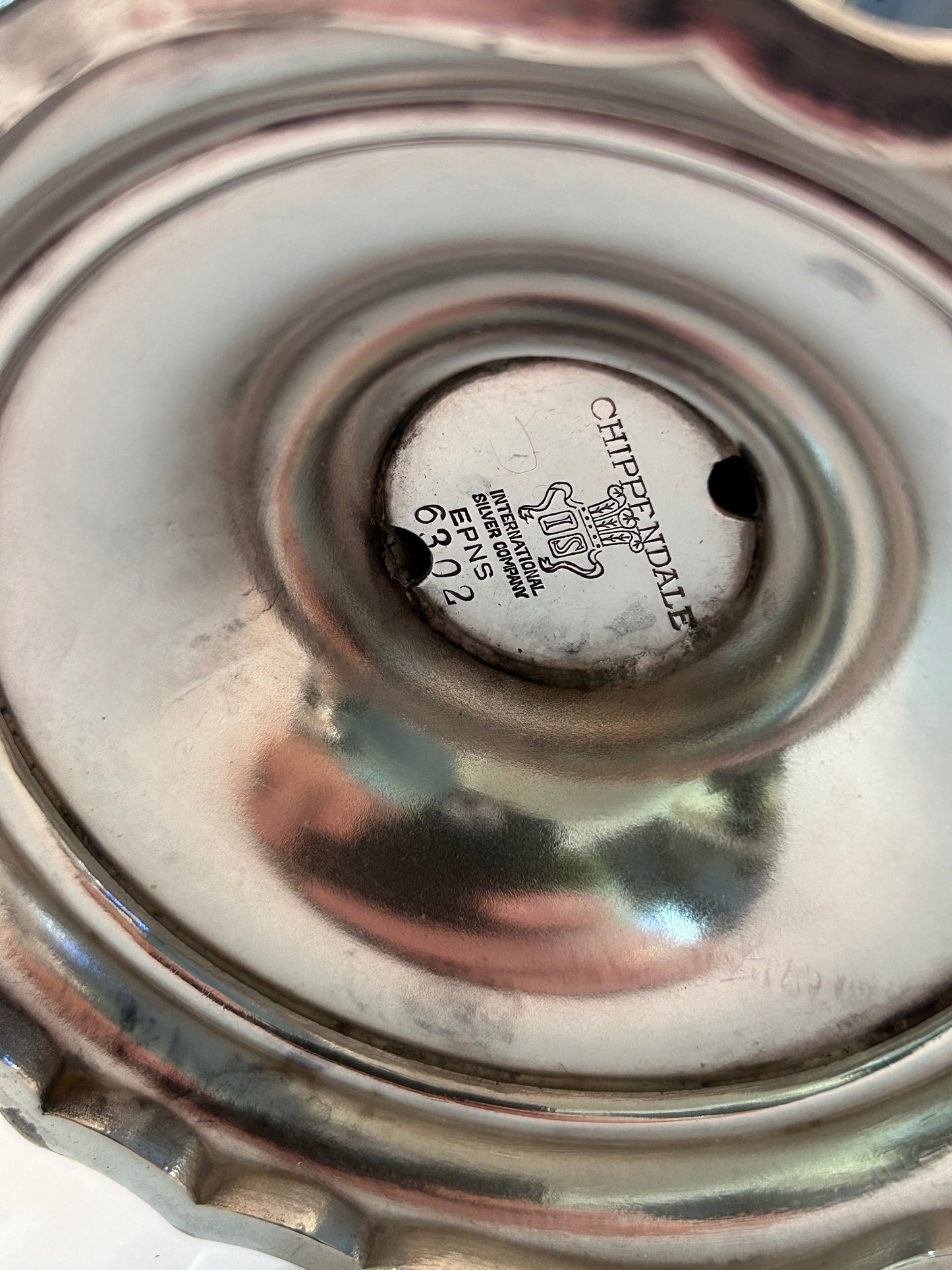 Vintage Chippendale International Silver Co. Pair of Silver-Plated Tea/Coffee Pots Engraved Monogram “M”