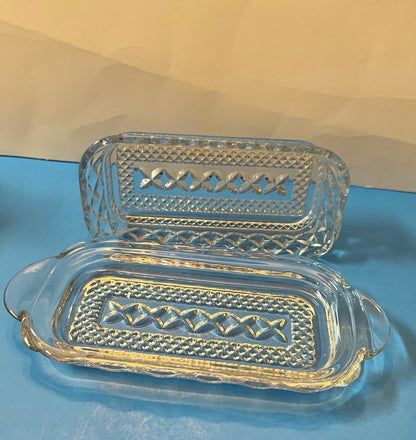 Vintage Anchor Hocking "Wexford" Pattern Pressed Glass Serving Set