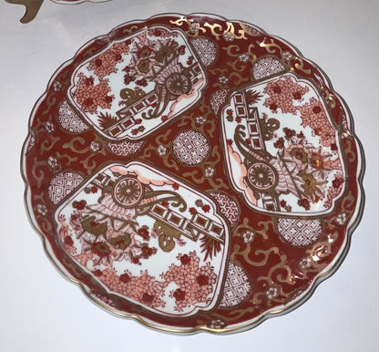 1960’s Norleans Golden Scalloped Imari Japanese Hand Painted Large Heavy Plate
