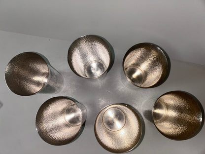 Antique Rare Homan Plate Hammered Nickel Silver Tumblers (Set of 6)