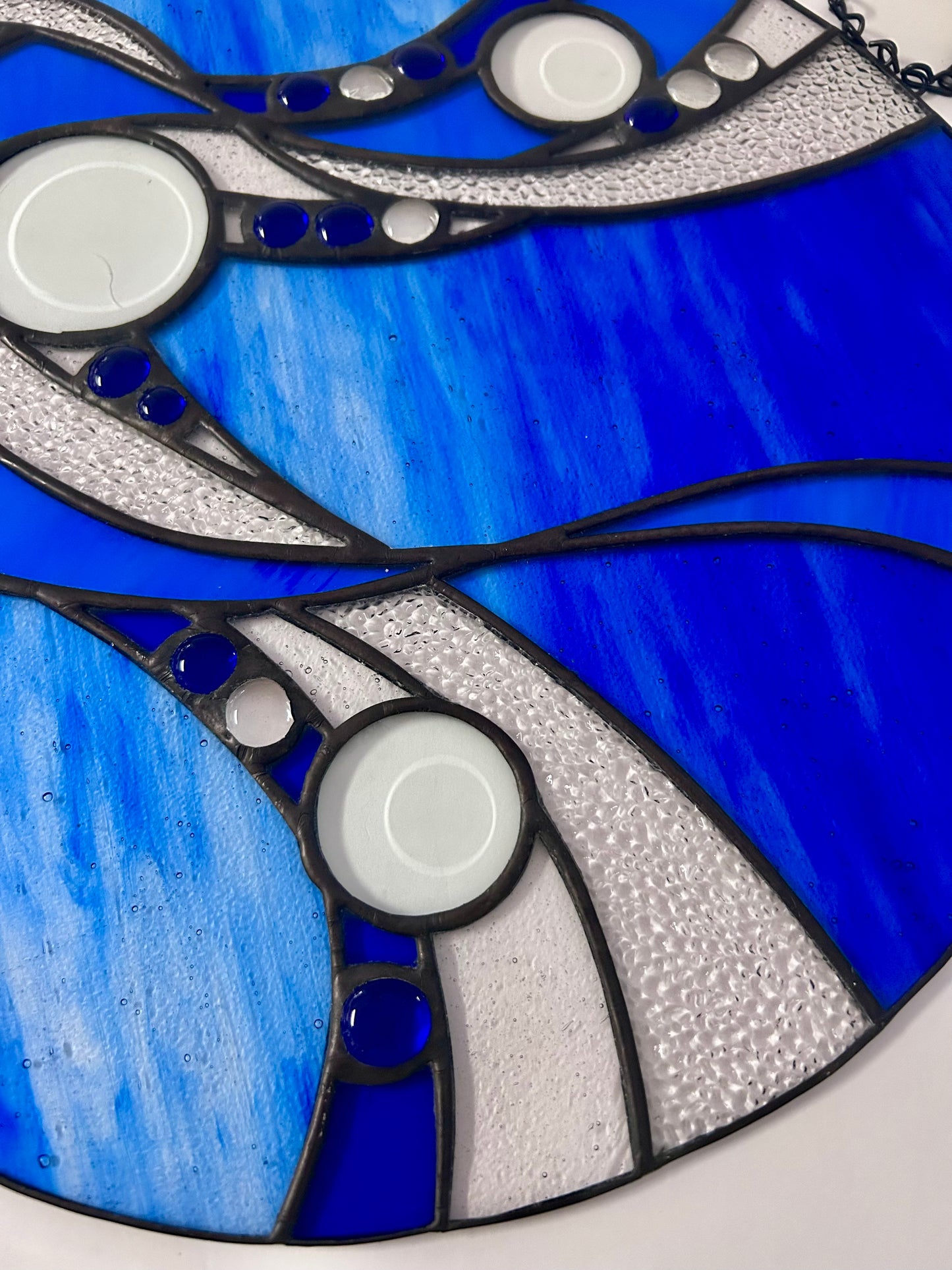 Large (16”) Blue Wave Stained Glass Suncatcher