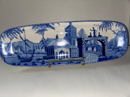 Pottery Barn Sophia Village Scene Rectangular Serving 19.5” Platter Crazed Glaze Finish