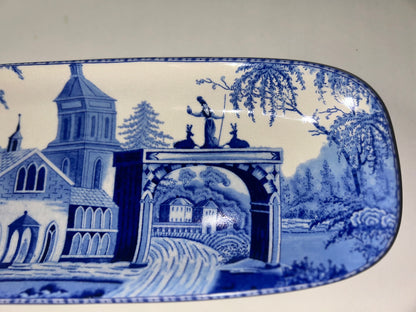 Pottery Barn Sophia Village Scene Rectangular Serving 19.5” Platter Crazed Glaze Finish