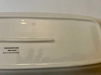Pottery Barn Sophia Village Scene Rectangular Serving 19.5” Platter Crazed Glaze Finish