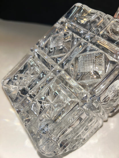 Etched Glass Decanter with Stopper Square Diamond Hand Cut