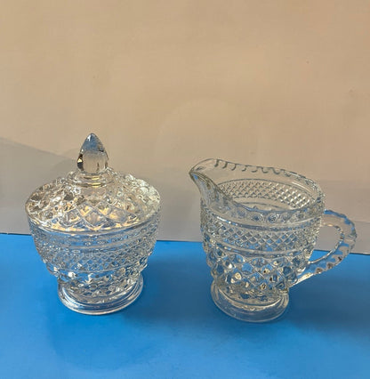 Vintage Anchor Hocking "Wexford" Pattern Pressed Glass Serving Set
