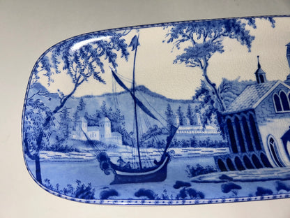 Pottery Barn Sophia Village Scene Rectangular Serving 19.5” Platter Crazed Glaze Finish