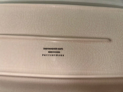 Pottery Barn Sophia Village Scene Rectangular Serving 19.5” Platter Crazed Glaze Finish