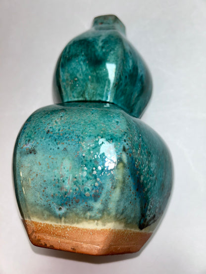 Frontgate Speckled Green Gourd Ceramic Vase