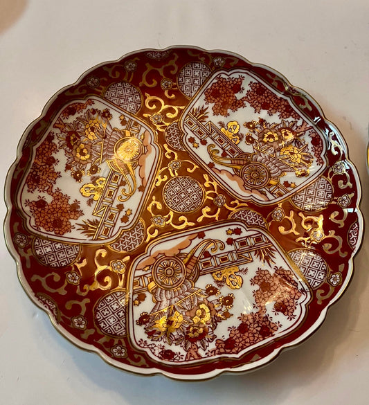 1960’s Norleans Golden Scalloped Imari Japanese Hand Painted Large Heavy Plate