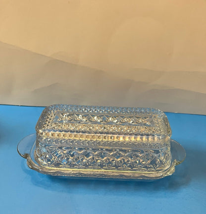 Vintage Anchor Hocking "Wexford" Pattern Pressed Glass Serving Set