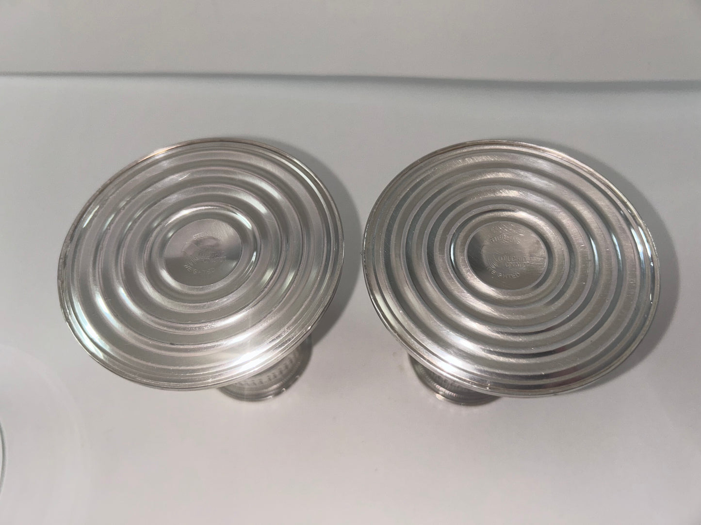 Vintage Duchin Creation Sterling Silver Weighted Candlestick with Etched Glass Hurricane Shades