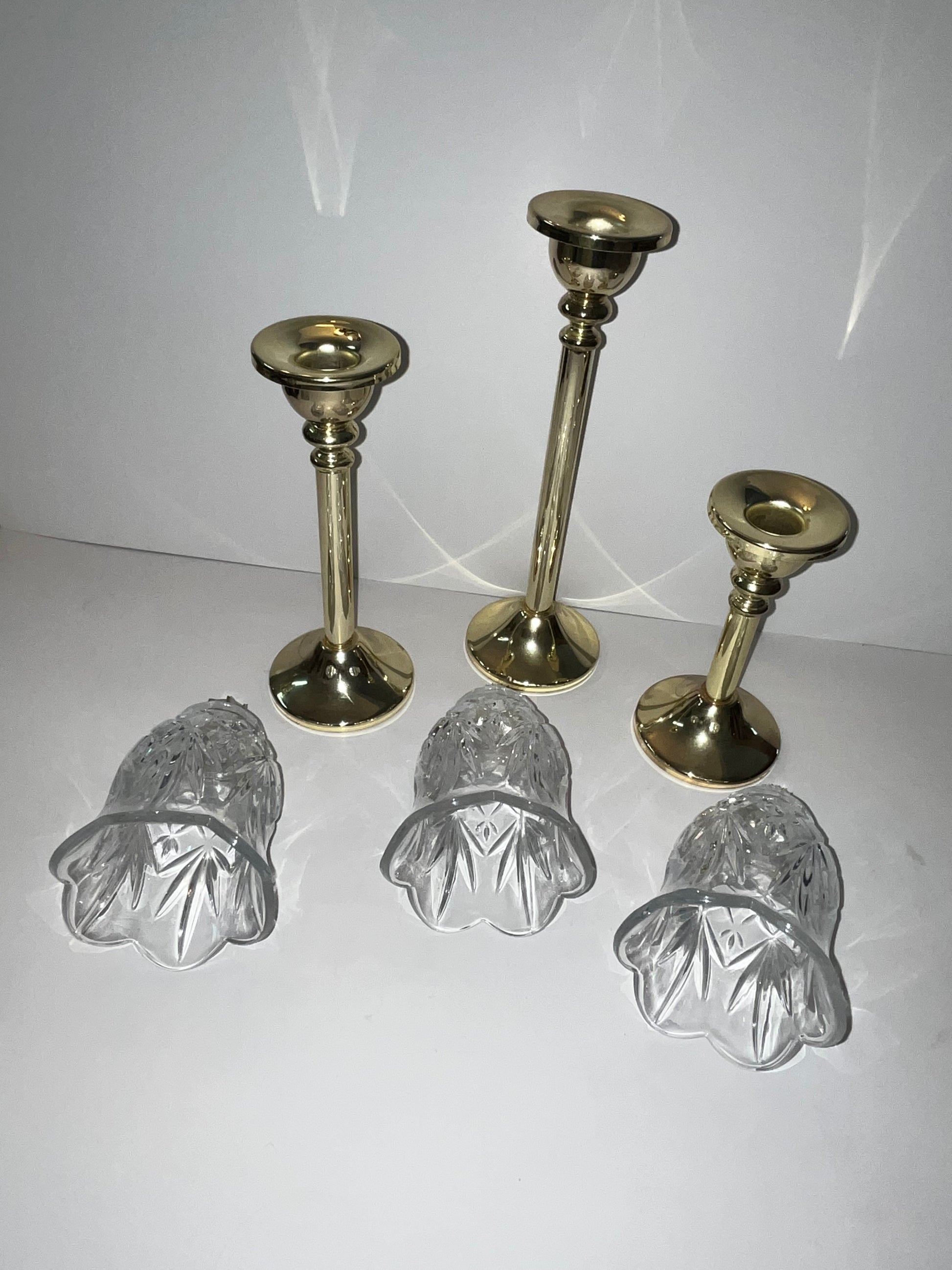 Godinger Vintage Brass and Crystal Votive Candle Holders - Finest Antique