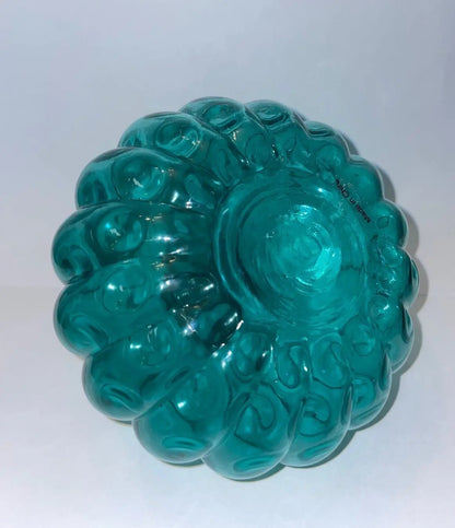 Hand-Blown Murano Art Style Teal Pumpkin - Finest Antique