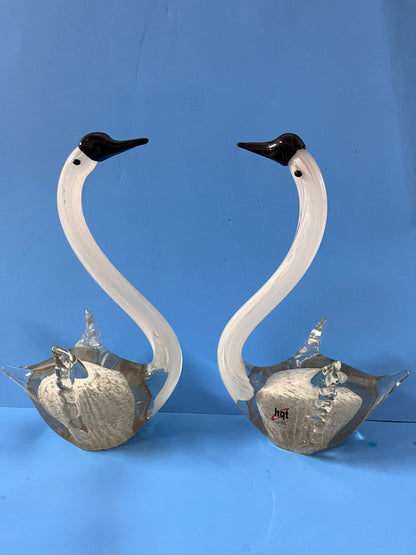 Hand-Made Home Design Art Glass Swans - Finest Antique