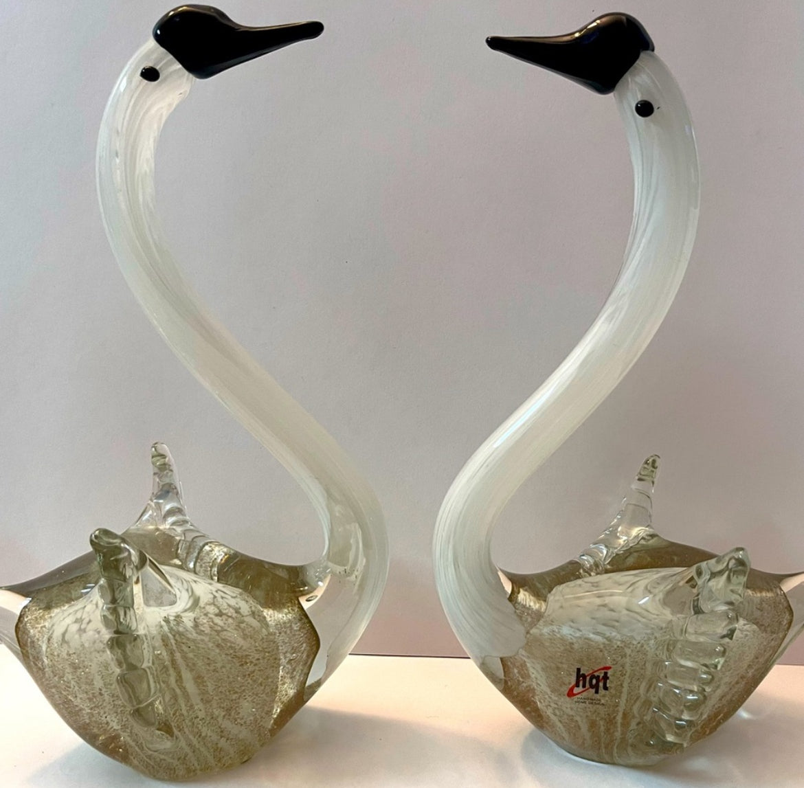 Hand-Made Home Design Art Glass Swans - Finest Antique