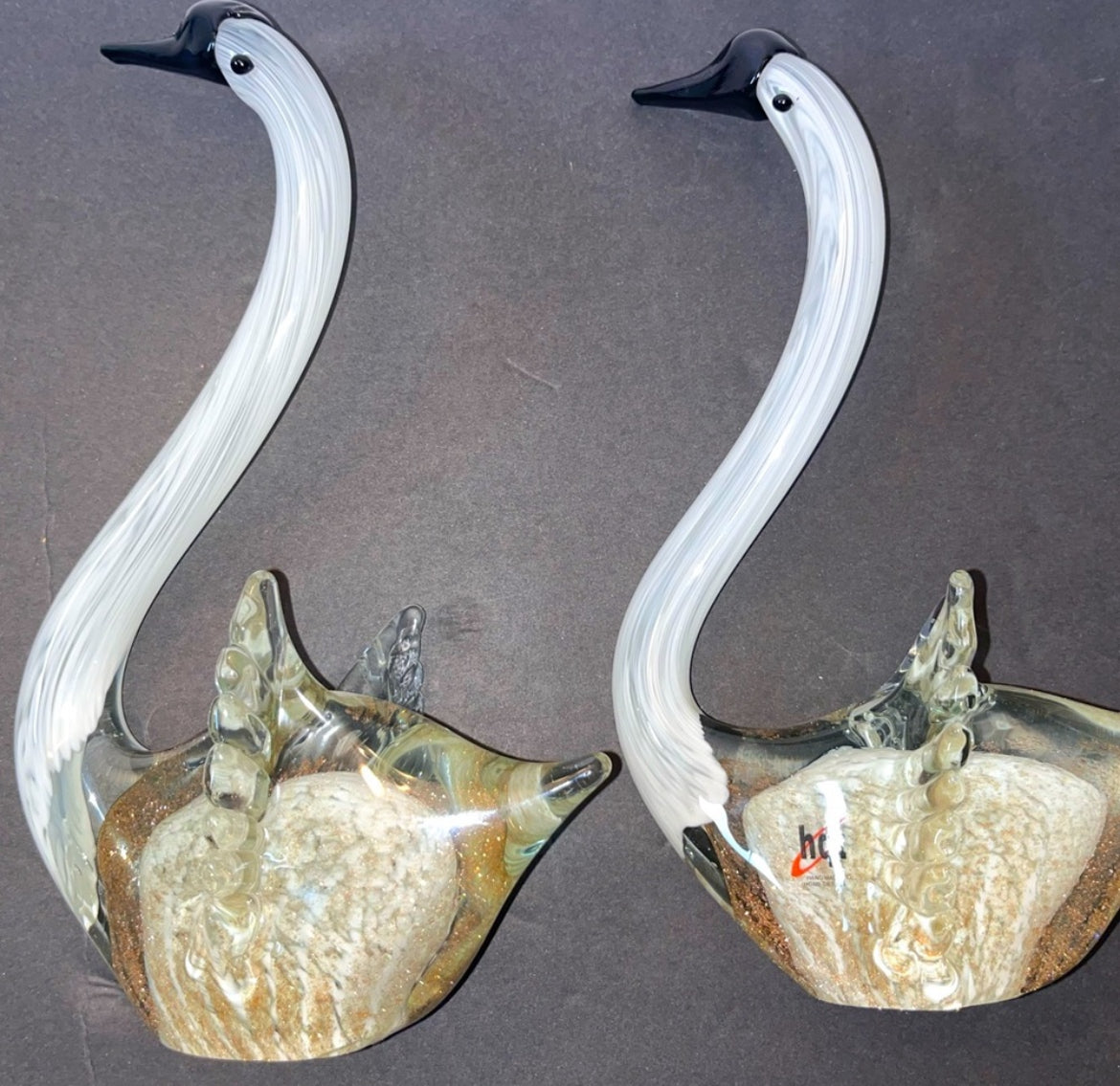 Hand-Made Home Design Art Glass Swans - Finest Antique