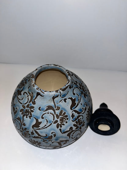 Handcrafted Ceramic Lidded Jar with Floral Design - Finest Antique