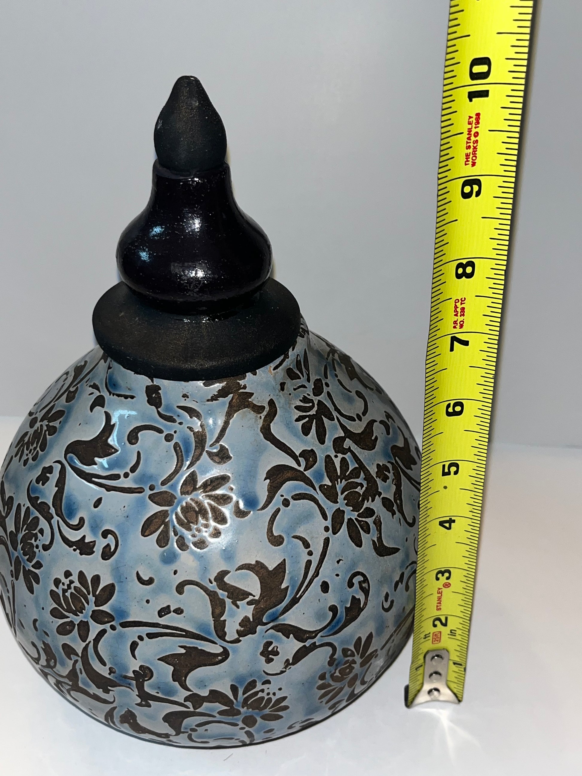 Handcrafted Ceramic Lidded Jar with Floral Design - Finest Antique