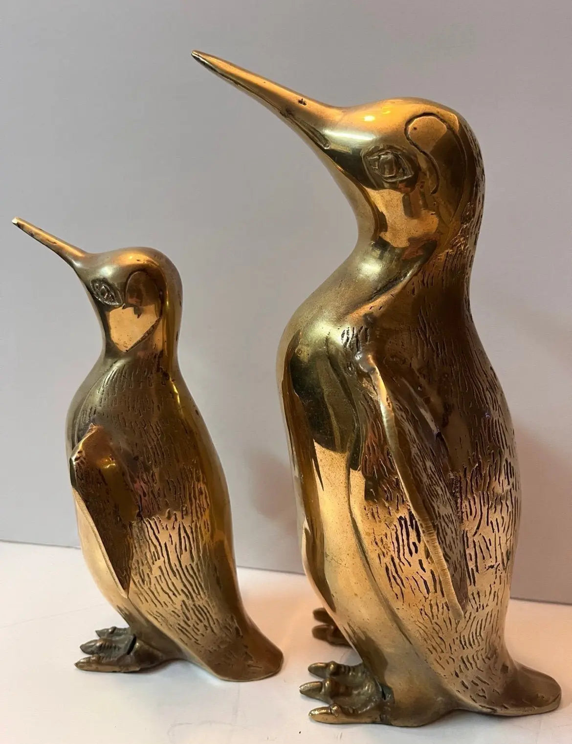 Hollywood Regency Solid Brass Penguin Pair - Finest Antique