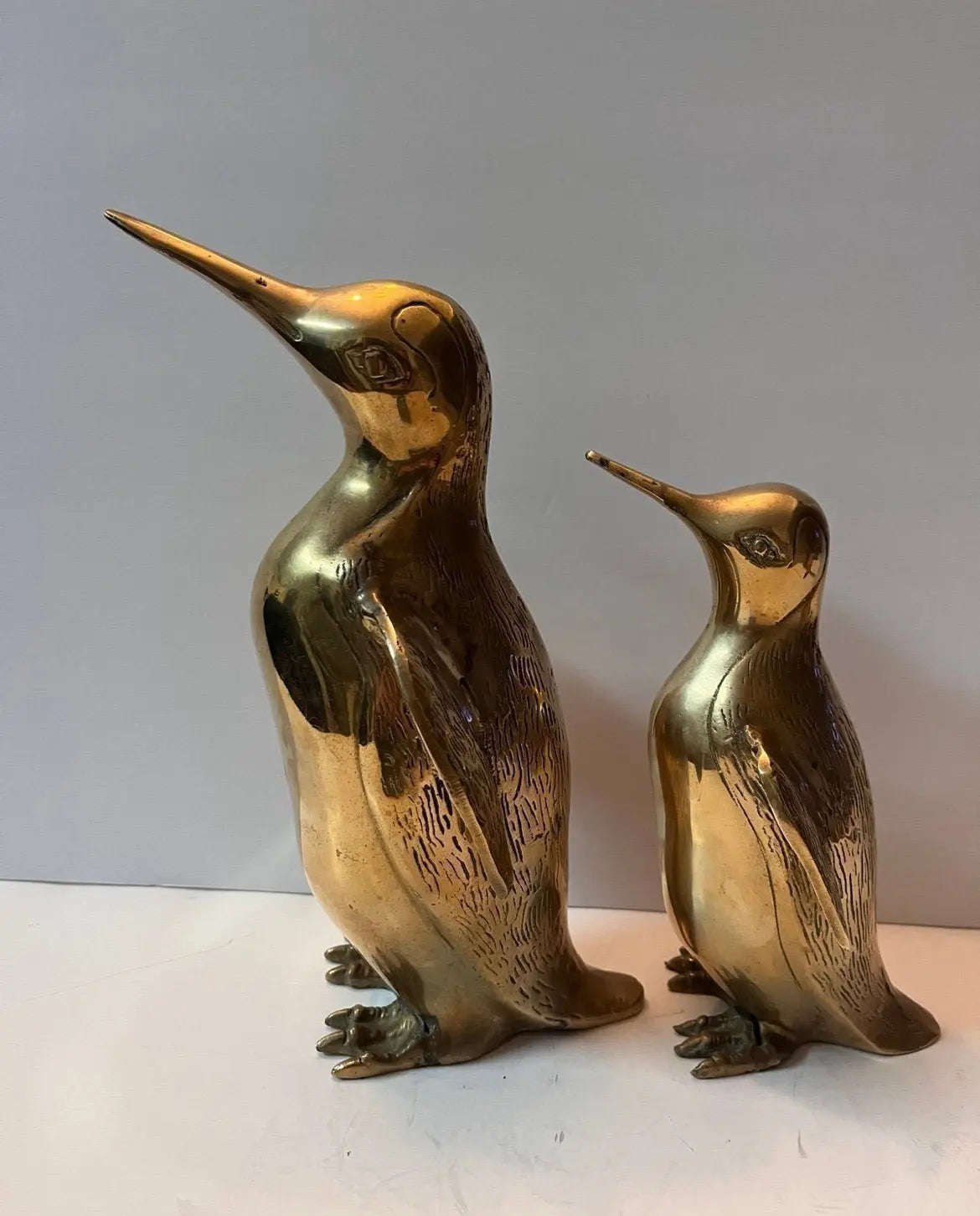 Hollywood Regency Solid Brass Penguin Pair - Finest Antique