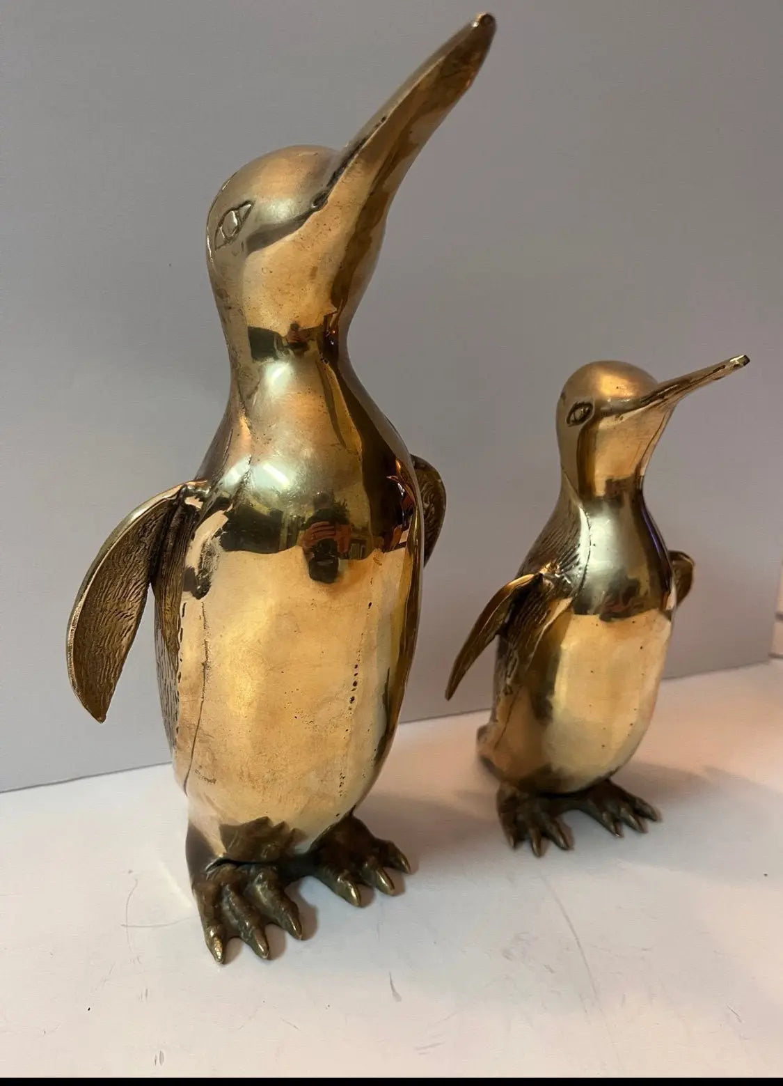 Hollywood Regency Solid Brass Penguin Pair - Finest Antique