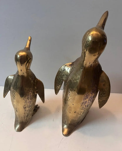 Hollywood Regency Solid Brass Penguin Pair - Finest Antique