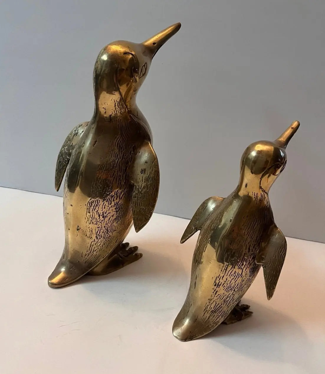 Hollywood Regency Solid Brass Penguin Pair - Finest Antique