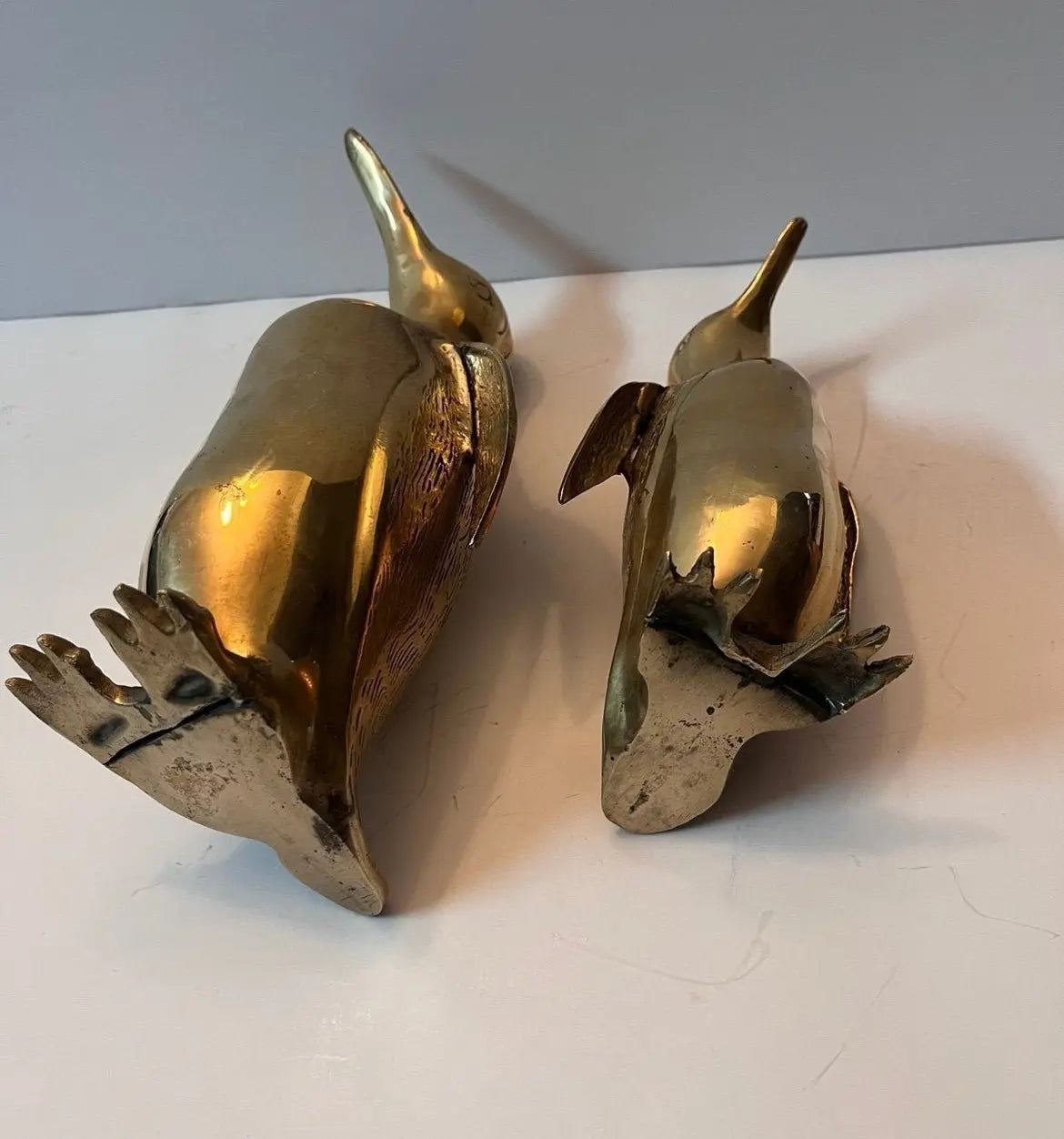 Hollywood Regency Solid Brass Penguin Pair - Finest Antique