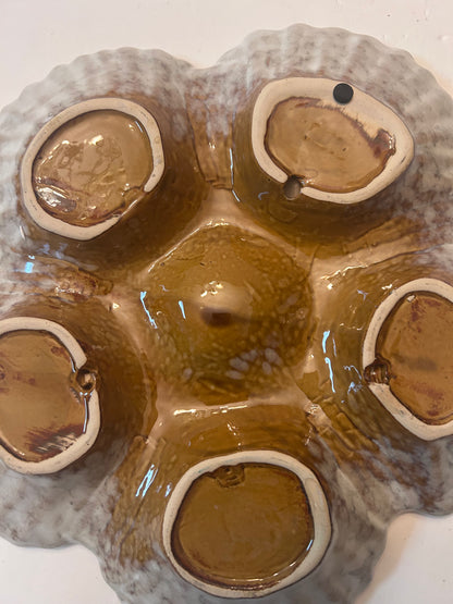 Vintage Unique Ceramic Glazed Oyster Plate -5 Well
Scalloped Shell Design (12”)
