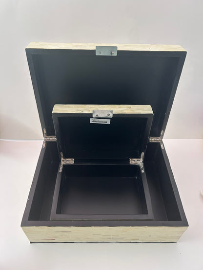 Set of Two Vietnamese Mother of Pearl Inlay Wooden Decorative Boxes