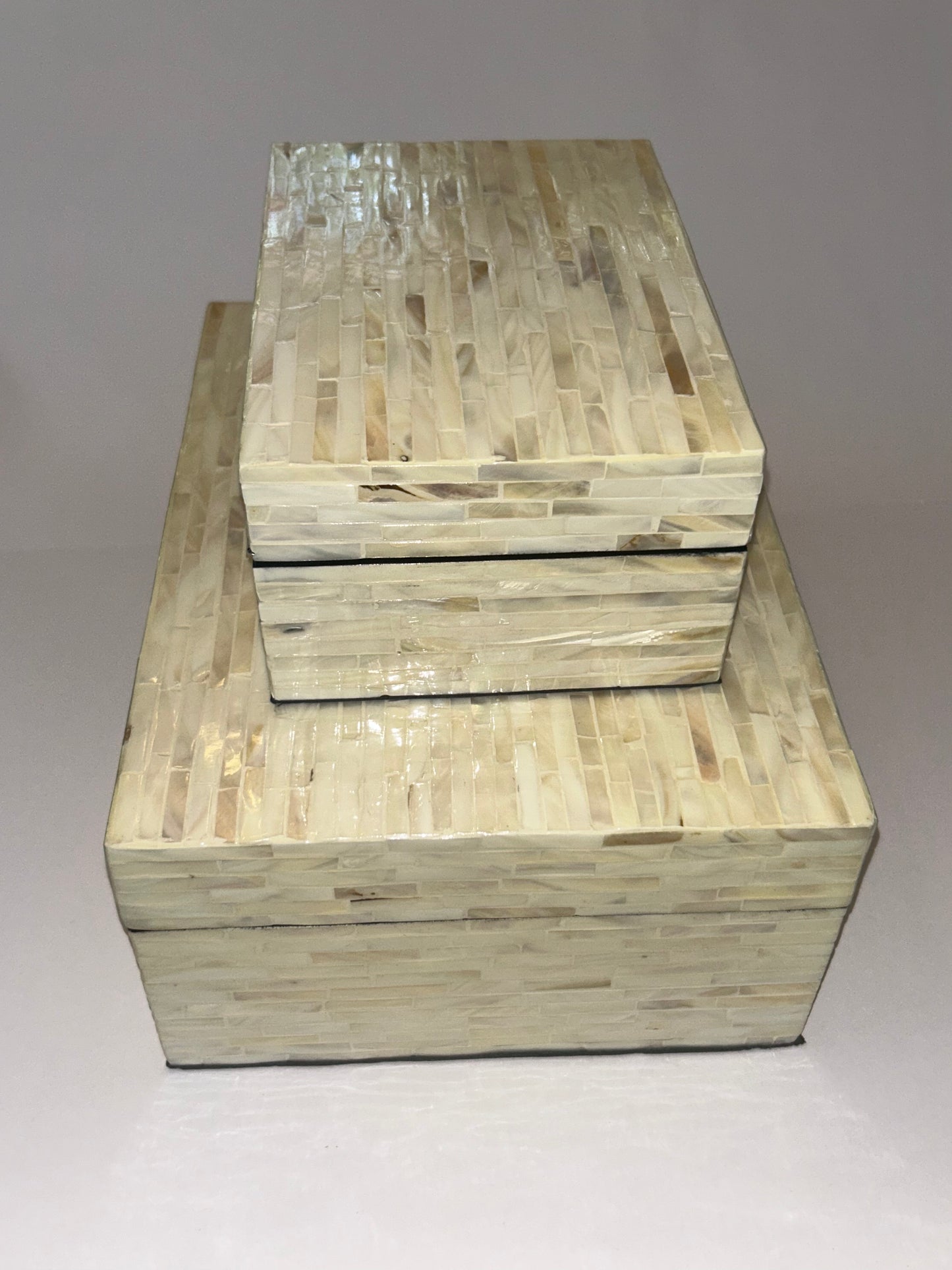 Set of Two Vietnamese Mother of Pearl Inlay Wooden Decorative Boxes