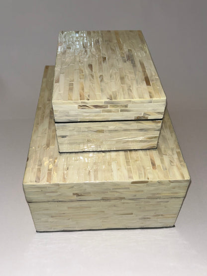 Set of Two Vietnamese Mother of Pearl Inlay Wooden Decorative Boxes