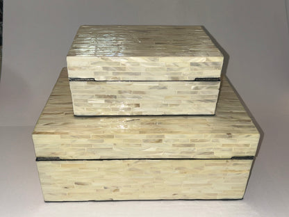 Set of Two Vietnamese Mother of Pearl Inlay Wooden Decorative Boxes