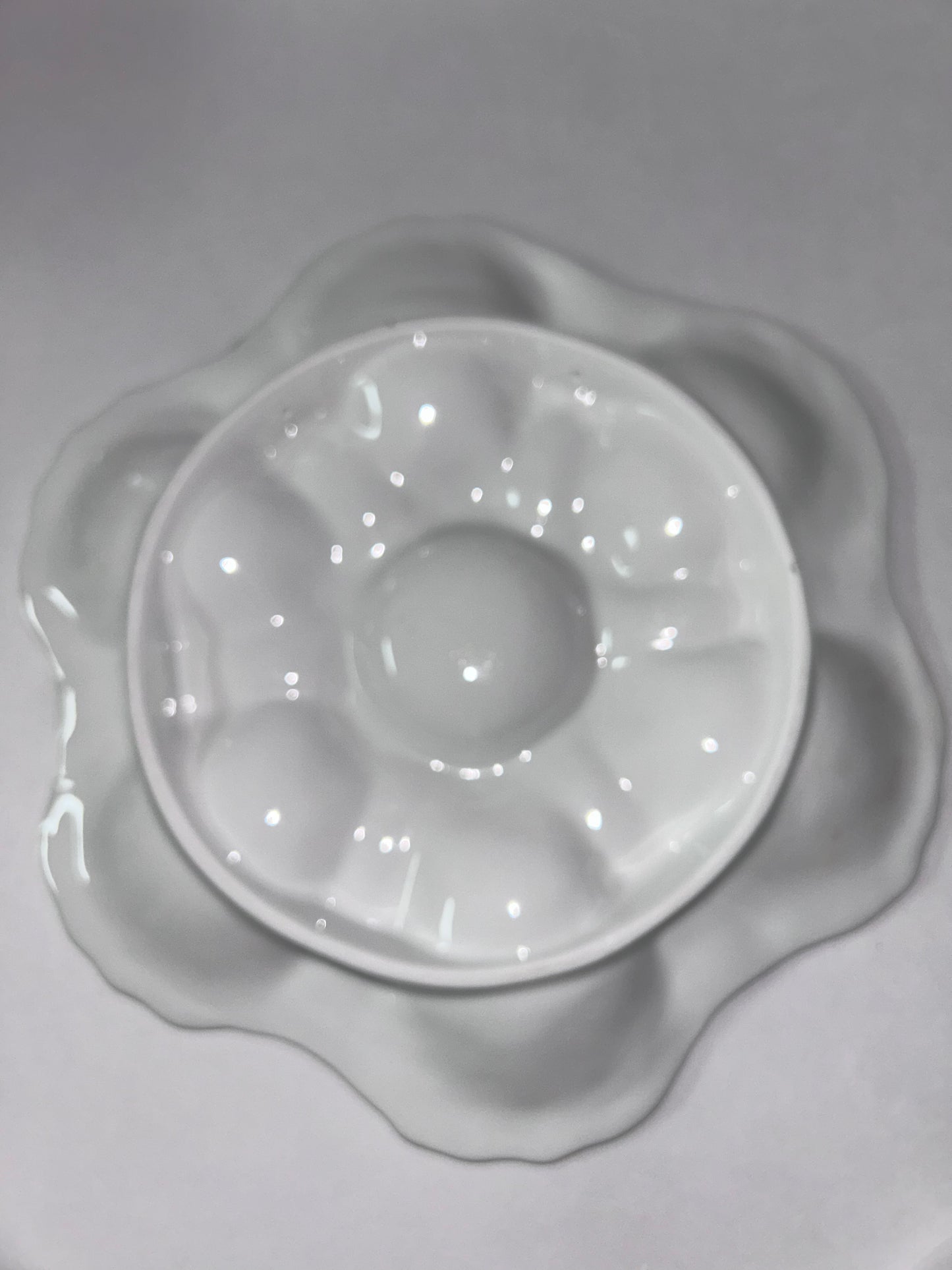 Vintage 6-Well Oyster Plate with Iridescent Pink Center