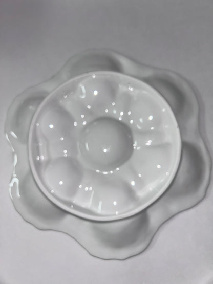 Vintage 6-Well Oyster Plate with Iridescent Pink Center