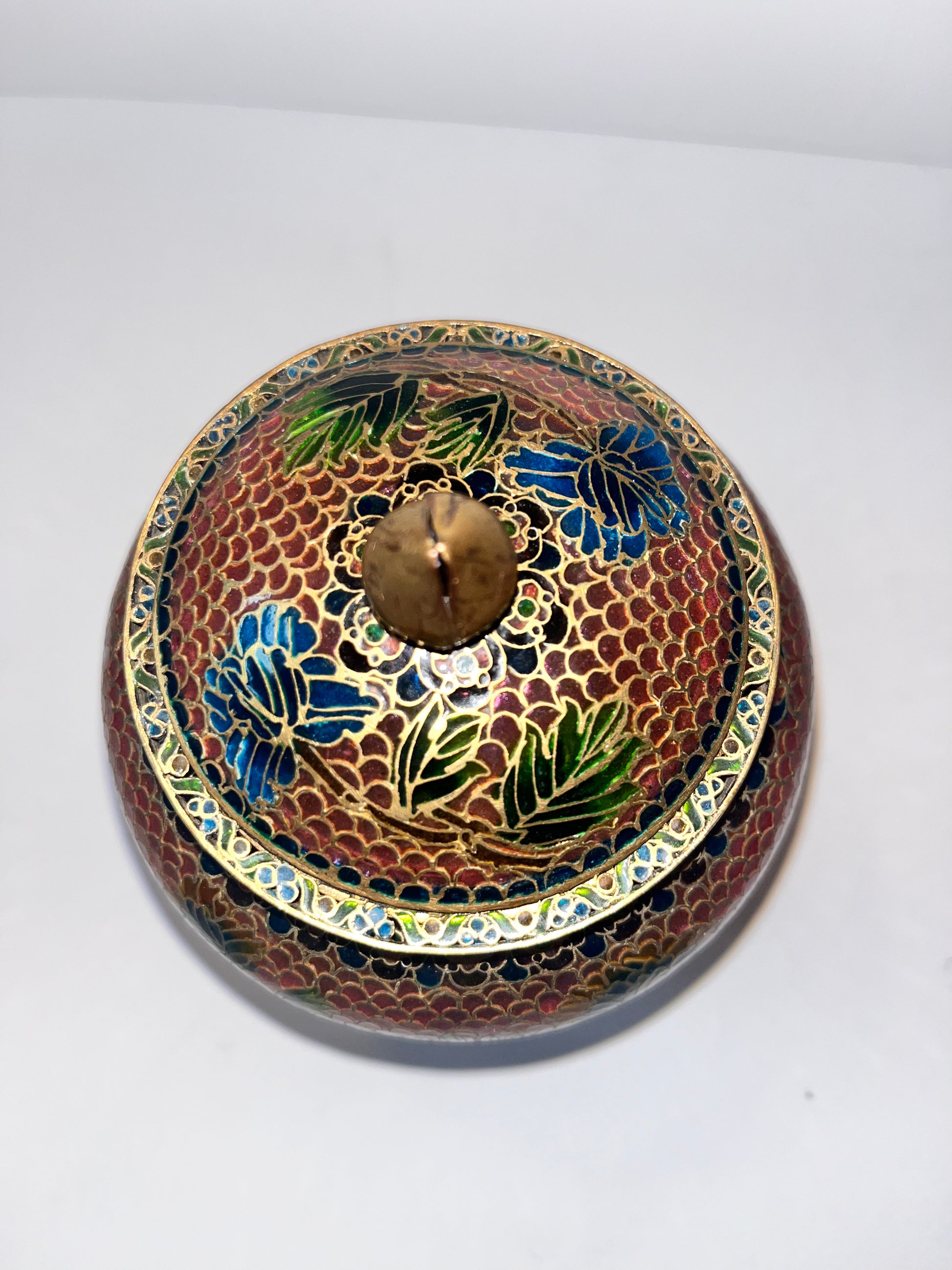 Vintage Chinese "Plique a Jour” Cloisonné Enamel Jar with Floral Design