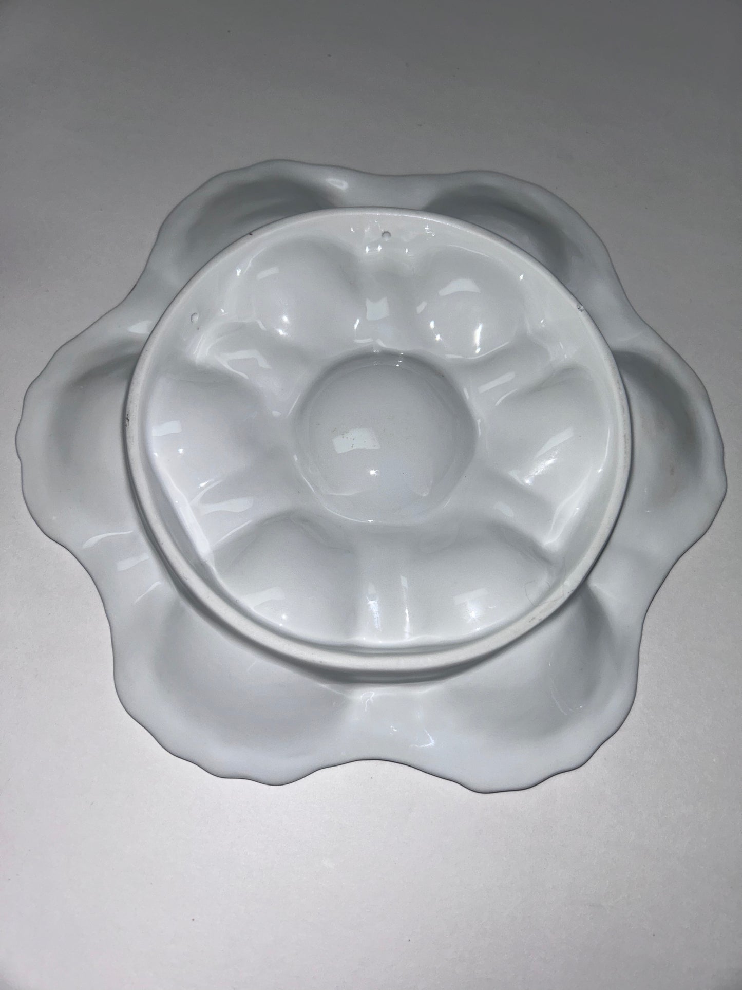 Vintage 6-Well Oyster Plate with Iridescent Pink Center