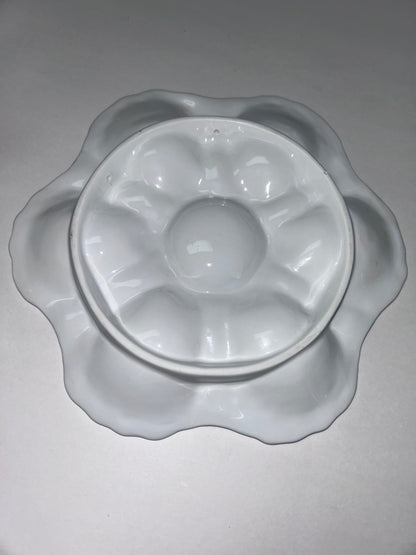 Vintage 6-Well Oyster Plate with Iridescent Pink Center