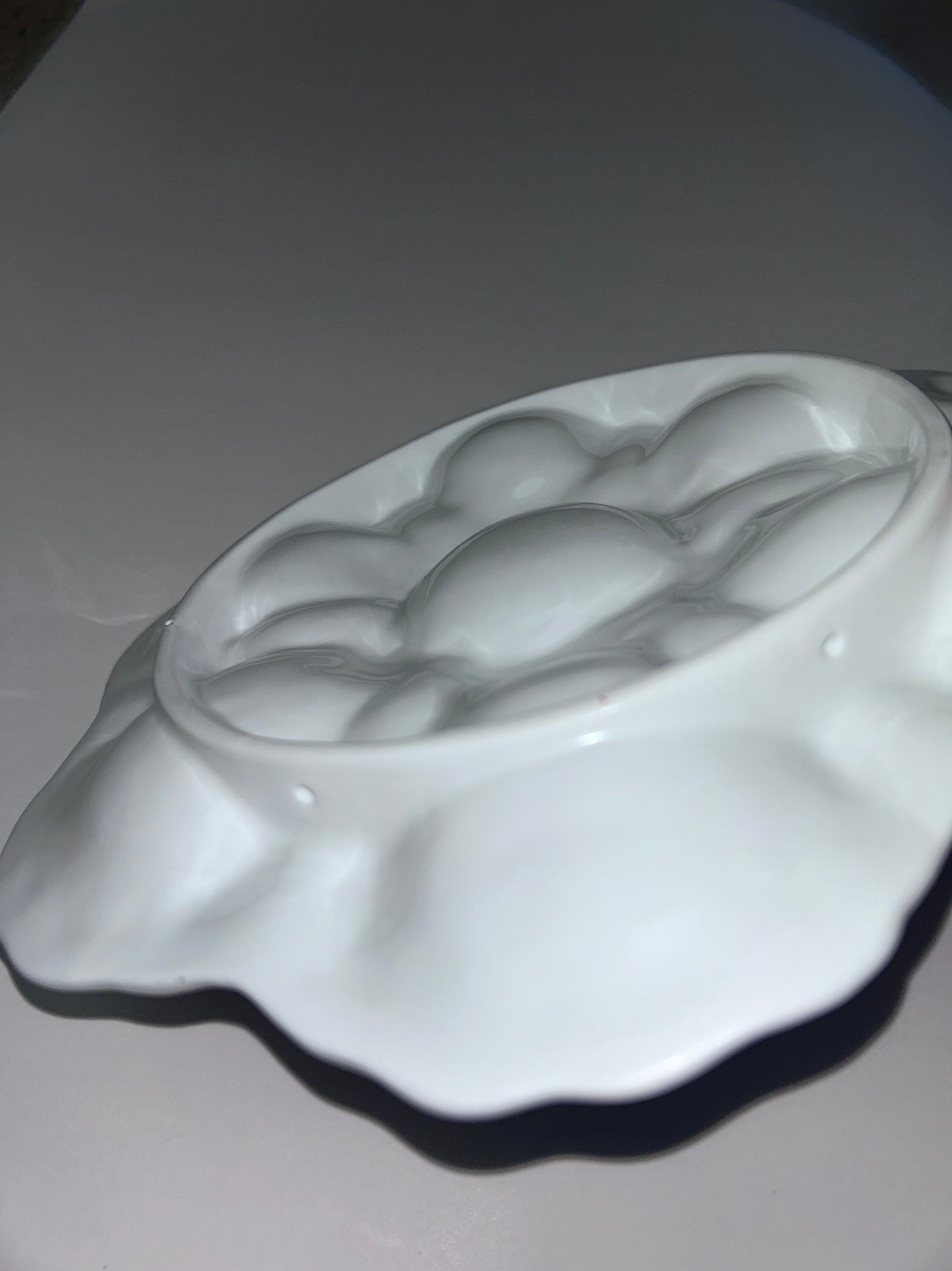 Vintage 6-Well Oyster Plate with Iridescent Pink Center