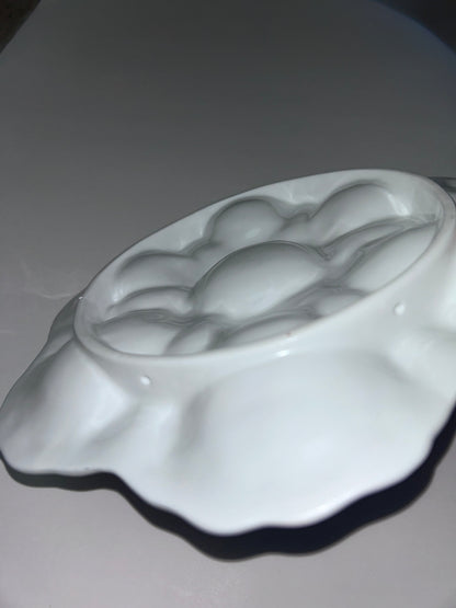 Vintage 6-Well Oyster Plate with Iridescent Pink Center