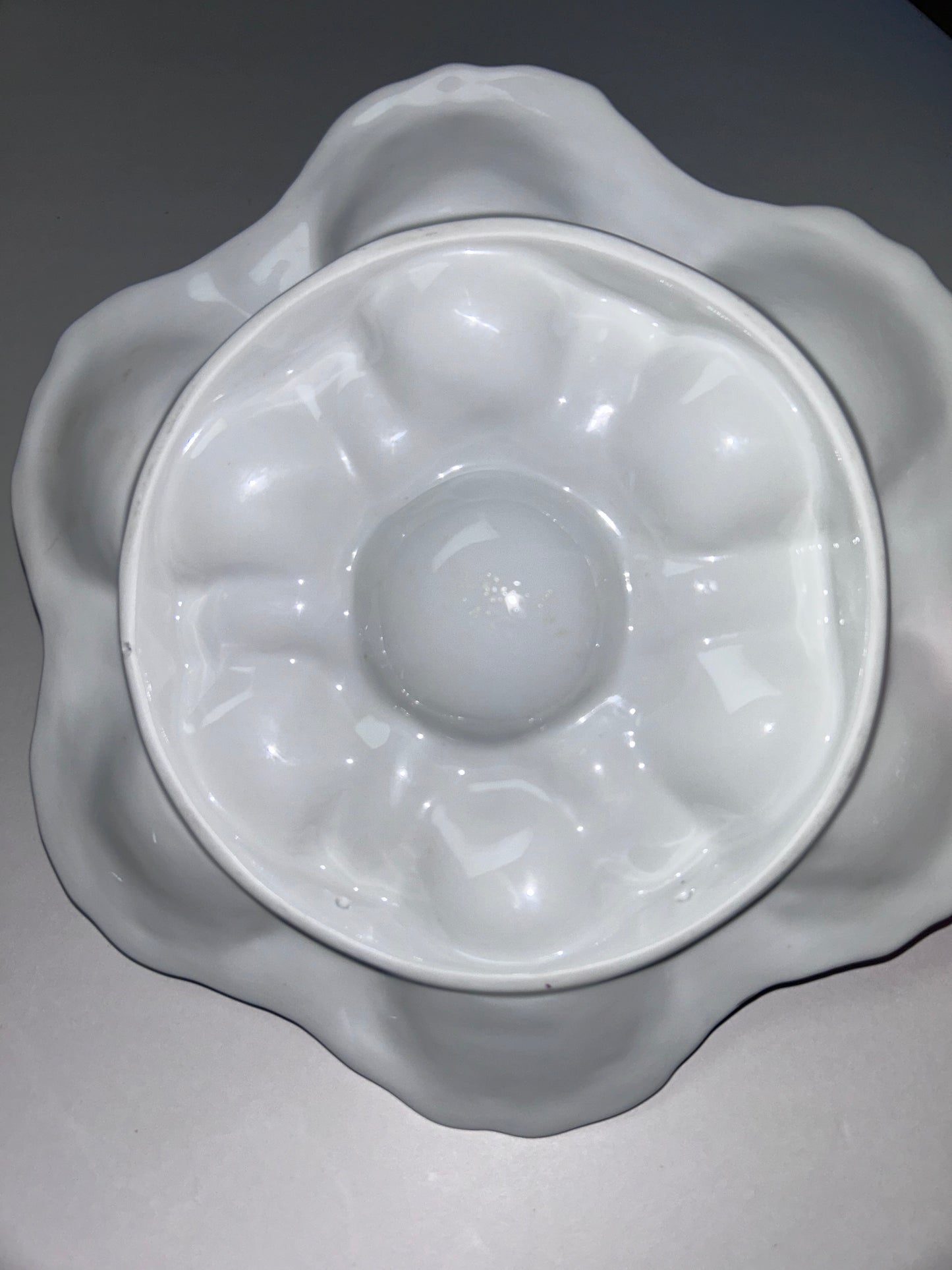 Vintage 6-Well Oyster Plate with Iridescent Pink Center