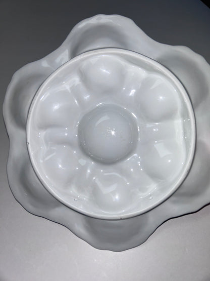 Vintage 6-Well Oyster Plate with Iridescent Pink Center