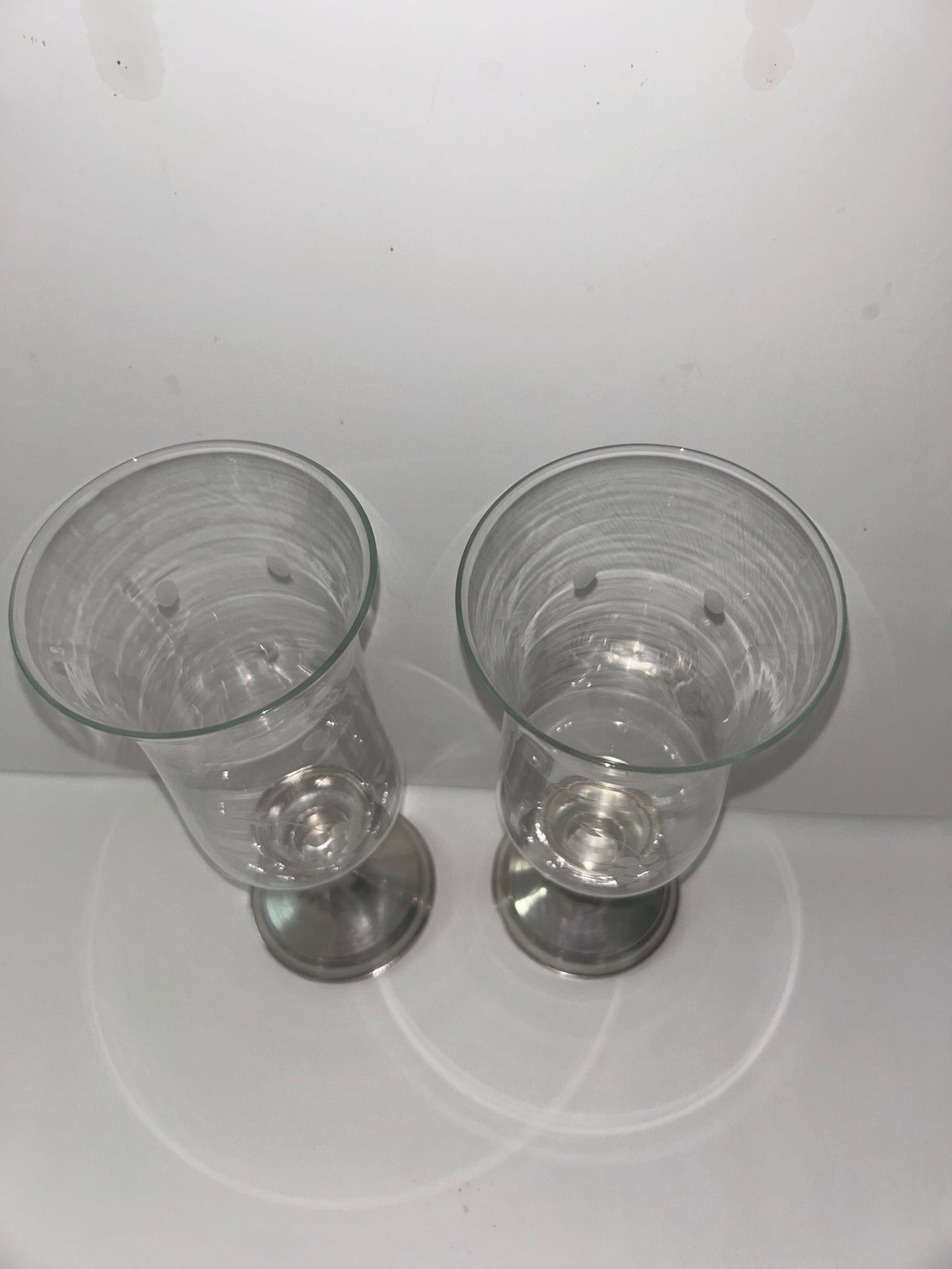 Vintage Duchin Creation Sterling Silver Weighted Candlestick with Etched Glass Hurricane Shades