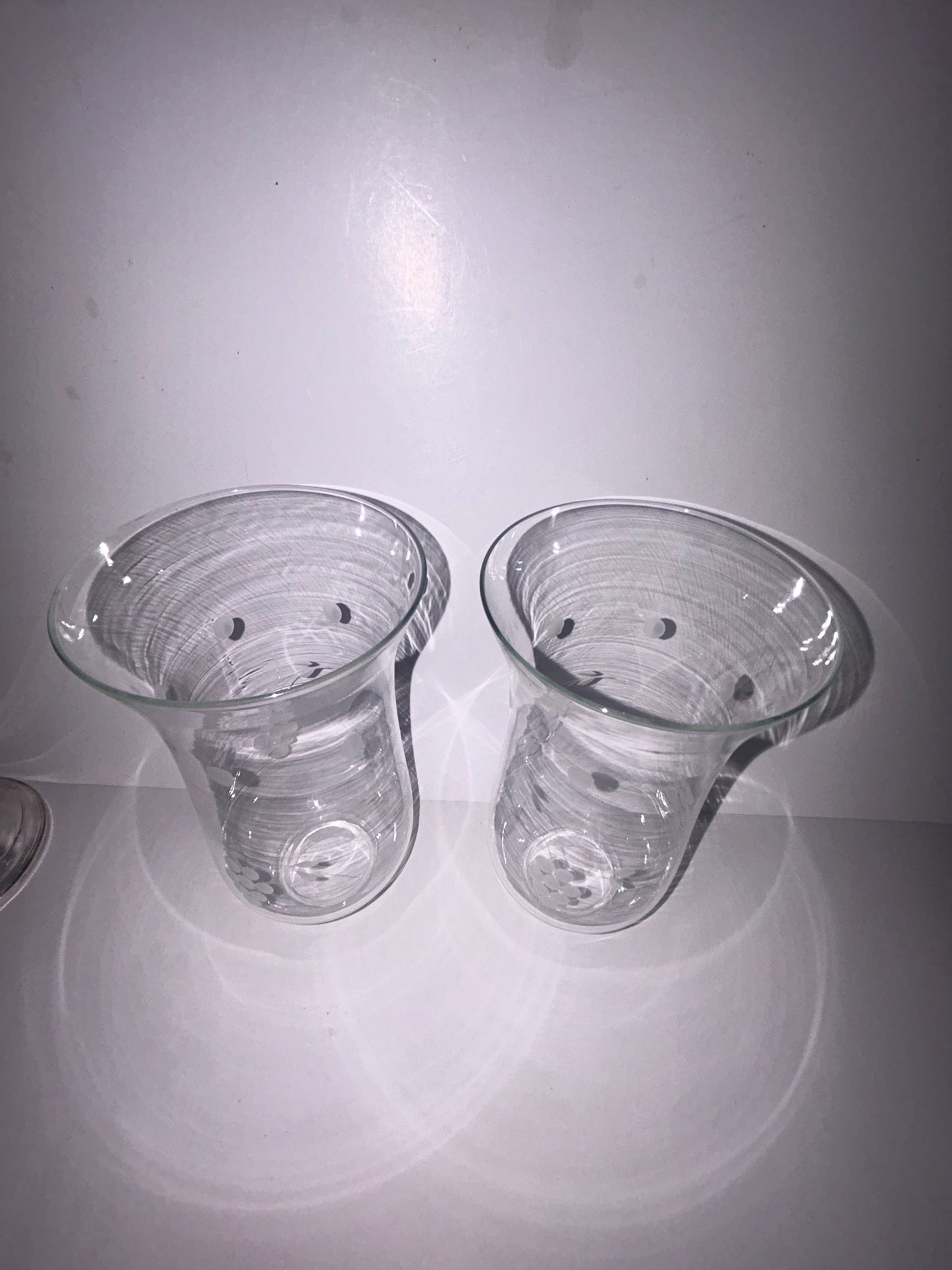 Vintage Duchin Creation Sterling Silver Weighted Candlestick with Etched Glass Hurricane Shades