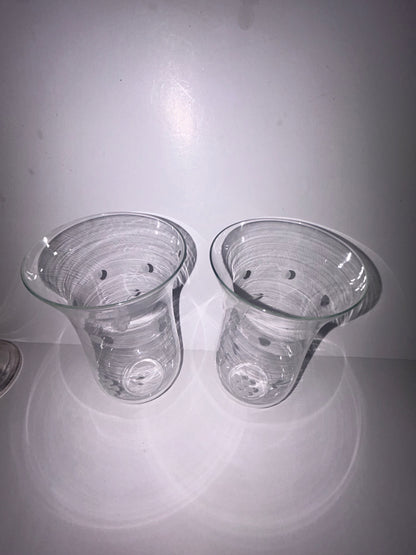 Vintage Duchin Creation Sterling Silver Weighted Candlestick with Etched Glass Hurricane Shades